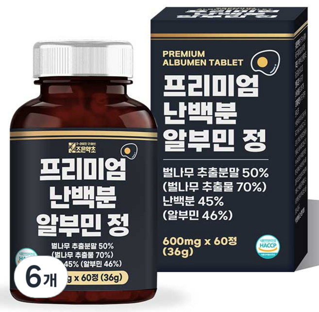 조은약초 프리미엄 난백분 알부민 정, 36g, 6개