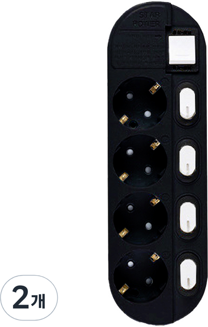 이어지다 개별 스위치 컬러 멀티탭 4구, 4.5m, 블랙, 2개