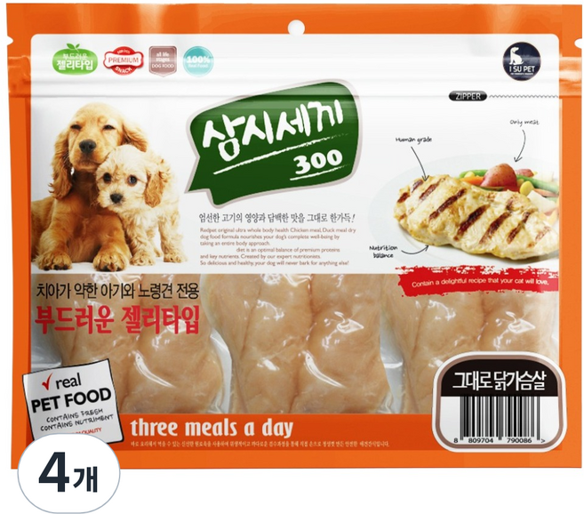 초심 강아지 삼시세끼 그대로 육포, 닭가슴살, 300g, 4개