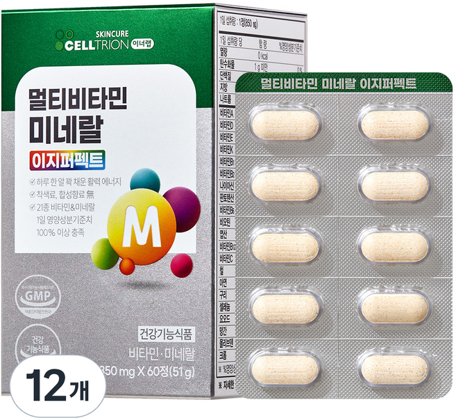 이너랩 멀티비타민 미네랄 이지퍼펙트, 60정, 12개