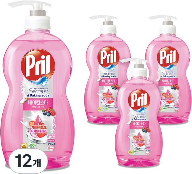 프릴 시크릿오브 베이킹소다 와일드베리 향, 750ml, 12개