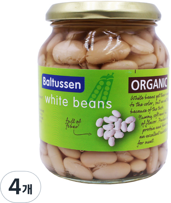 발투센 유기농 화이트빈, 360g, 4개