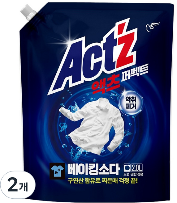액츠 퍼펙트 베이킹소다 액상세제 리필, 2L, 2개