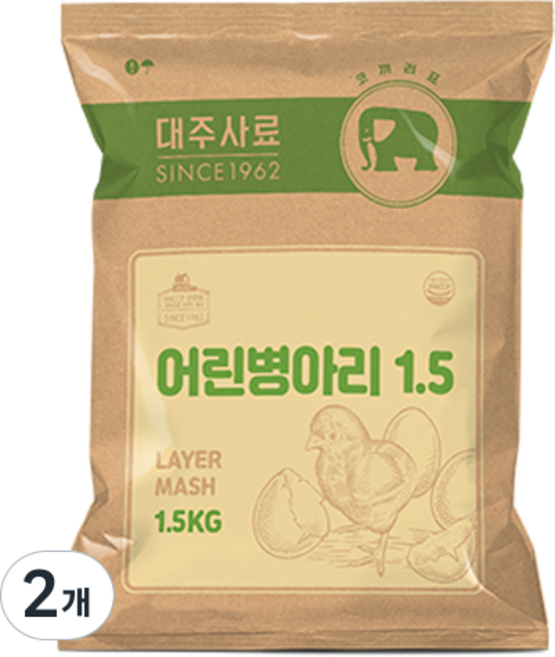 대주 어린병아리 6주령 또는 10주령 이전 산란계 전용 사료, 1.5kg, 2개