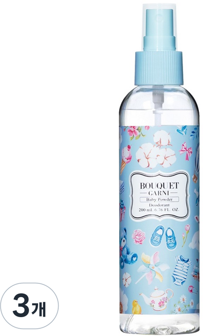 부케가르니 리프레쉬 데오드란트 스프레이 베이비파우더, 3개, 200ml