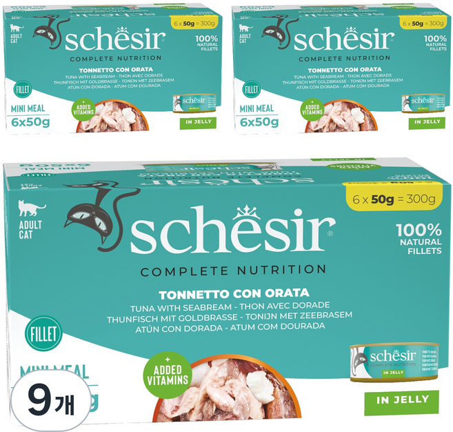 스케지어 어덜트 고양이 주식캔 50g 6p, 참치+도미, 300g, 9개