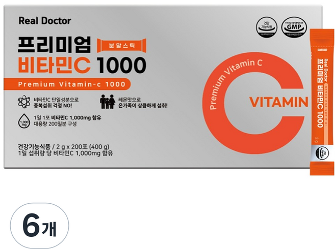 리얼닥터 프리미엄 비타민C 1000 분말스틱, 200회분, 6개