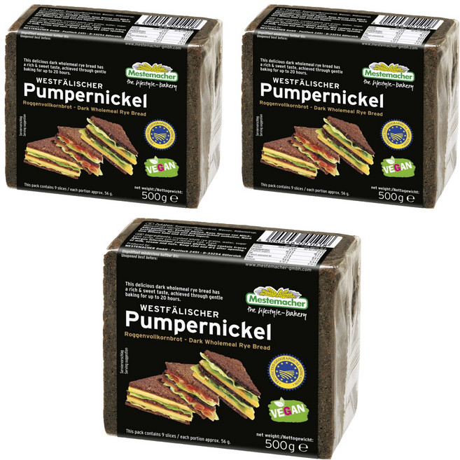 Mestemacher 麥大師 德國裸麥粗麵包, 3個, 500g