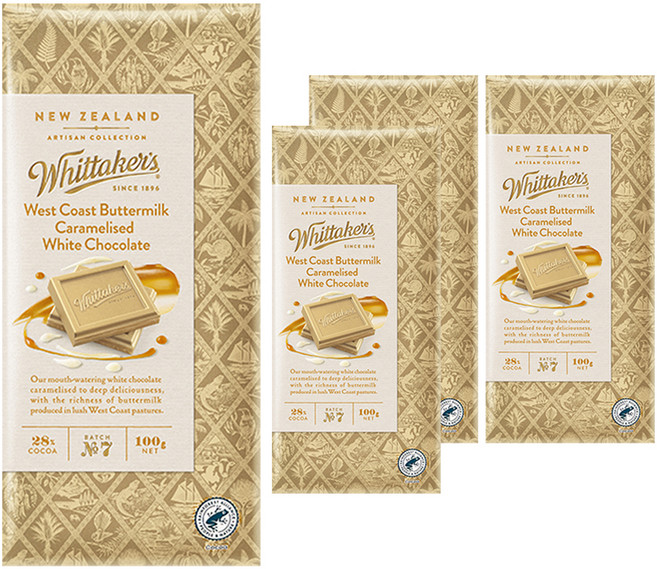 휘태커스 웨스트코스트 버터밀크 카라멜 화이트초콜릿, 100g, 4개