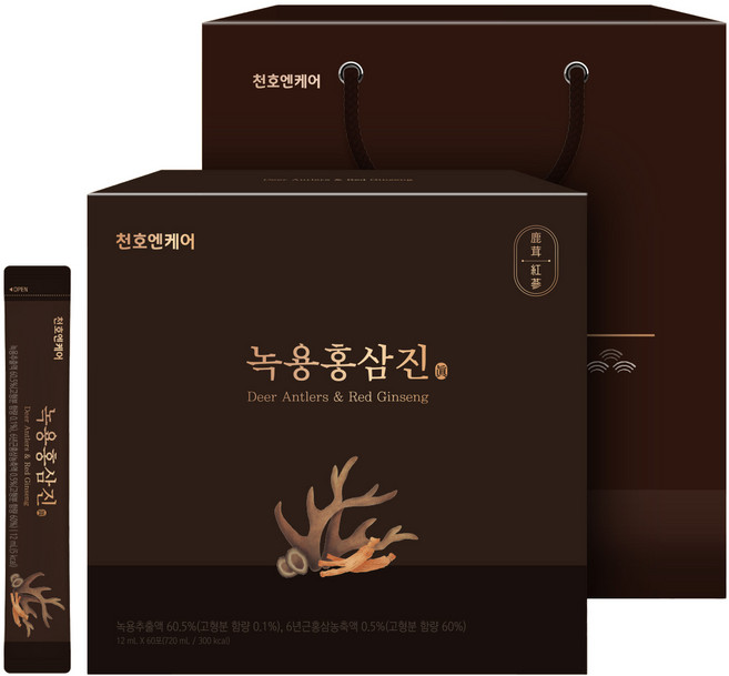 천호엔케어 녹용홍삼진 스틱 선물세트 60p + 쇼핑백, 720ml, 1개