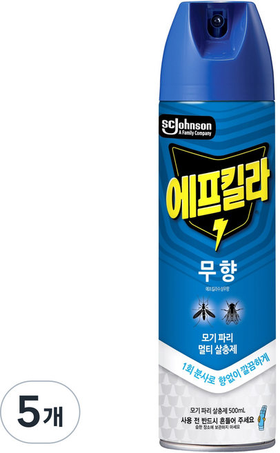 에프킬라 수성 에어로졸 살충제 무향, 500ml, 5개