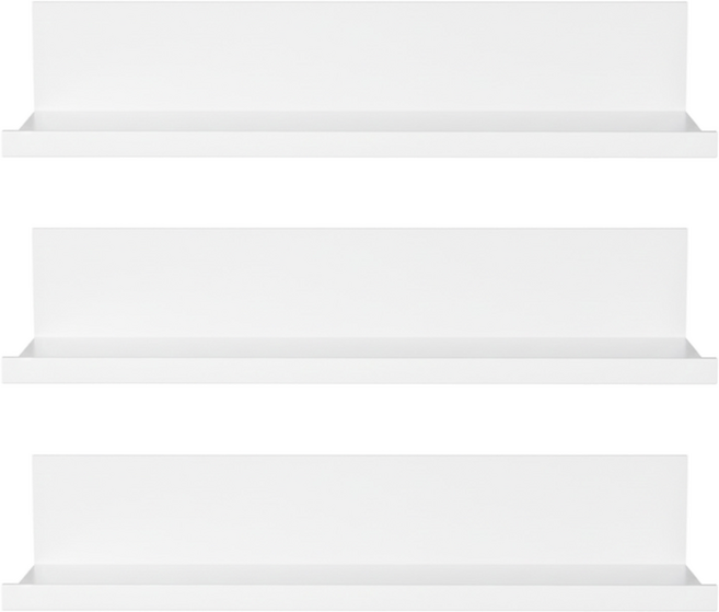 太空鋁牆上床頭置物架 40cm, 白色, 3個