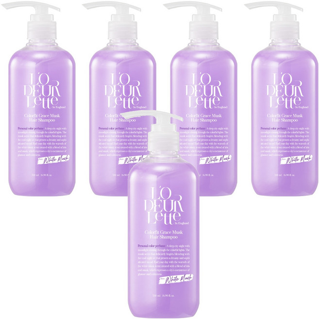 로더렛 인 잉글랜드 컬러핏 샴푸 화이트 머스크향, 500ml, 5개