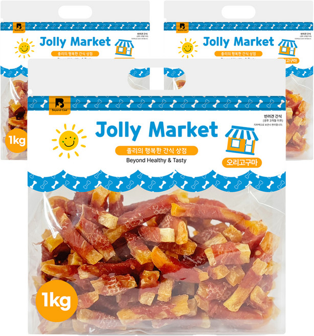 졸리마켓 강아지 대용량 육포, 오리고구마, 1kg, 3개