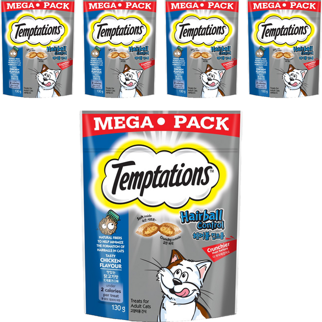 Temptations 喵愛餡 貓點心, 化毛配方口味, 130g, 5包