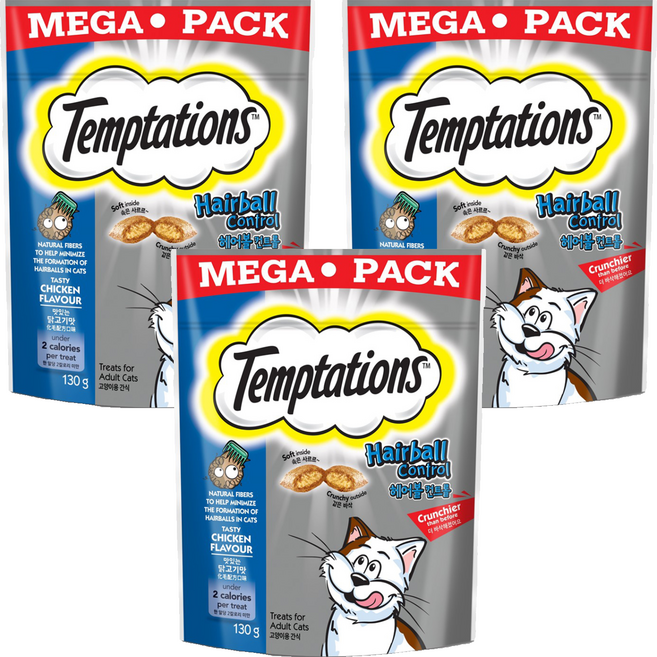 Temptations 喵愛餡 貓點心, 化毛配方口味, 130g, 3包
