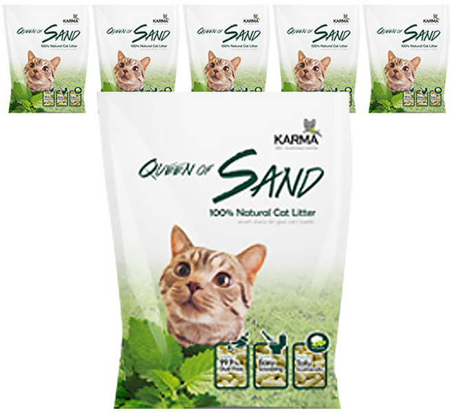 카르마 퀸오브샌드 응고형 고양이 모래 두부, 3kg, 6개, 녹차