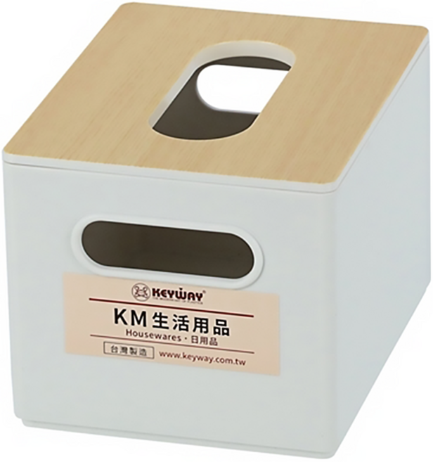 KEYWAY 聯府 KM楓木面紙盒 台灣製 防水 防潮 白色 + 原木色 M(142 x 115 x 102mm)