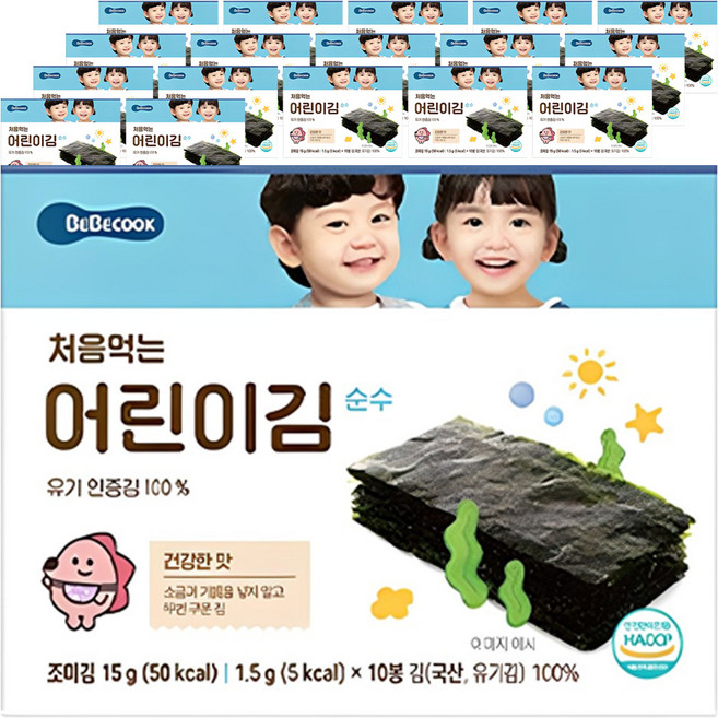 베베쿡 처음 먹는 어린이 김, 15g, 18개, 김맛