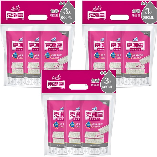 farcent 花仙子 克潮靈 環保除濕桶補充包 無香, 350g, 9個