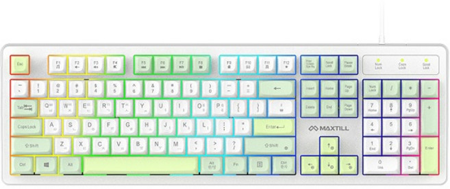 맥스틸 멤브레인 3컬러 키캡 RGB USB 유선 일반형 키보드, GREEN + White, GM-KM1U, 제조사축