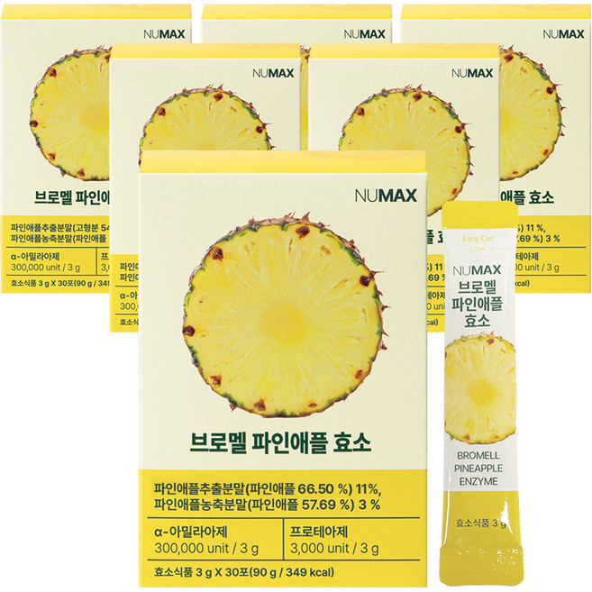 뉴맥스 브로멜 파인애플 브로멜라인 효소 30p, 90g, 6개