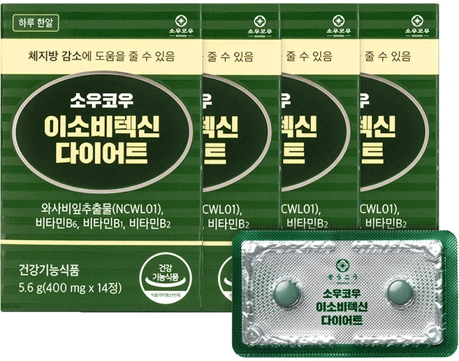 소우코우 이소비텍신 다이어트 식품, 14정, 4개 - 쿠팡