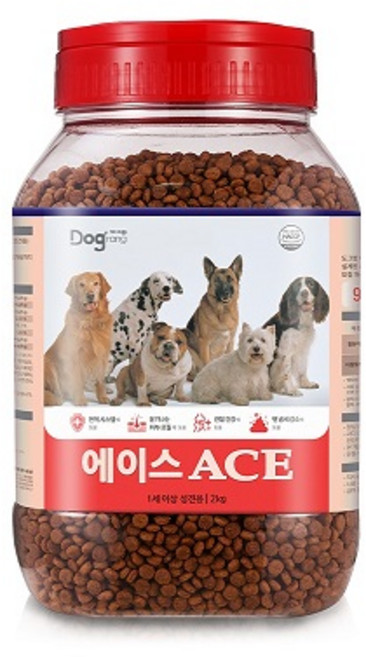 도그랑 어덜트 강아지 에이스 건식사료, 닭, 2kg, 1개