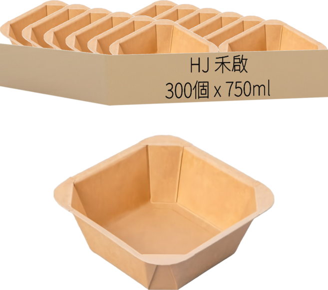 HJ 禾啟 牛皮紙 正方形八角盒 750ml 防油防水 不易滲漏 50個 6組