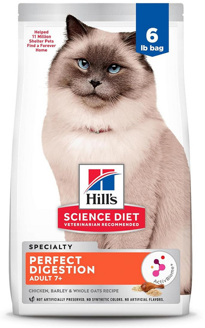 Hill's 希爾思 SCIENCE DIET 成貓7歲以上完美消化特調食譜, 1袋, 3.5lb, 雞肉+大麥+全燕麥