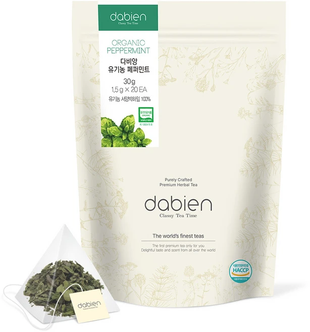 다비앙 유기농 페퍼민트 티백, 1.5g, 20개입, 1개 - 쿠팡