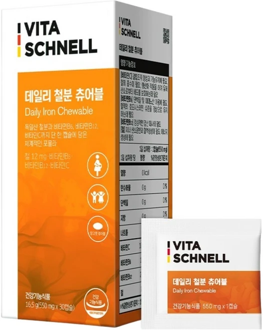 비타슈넬 데일리 철분 츄어블 16.5g, 1개, 30정 - 쿠팡