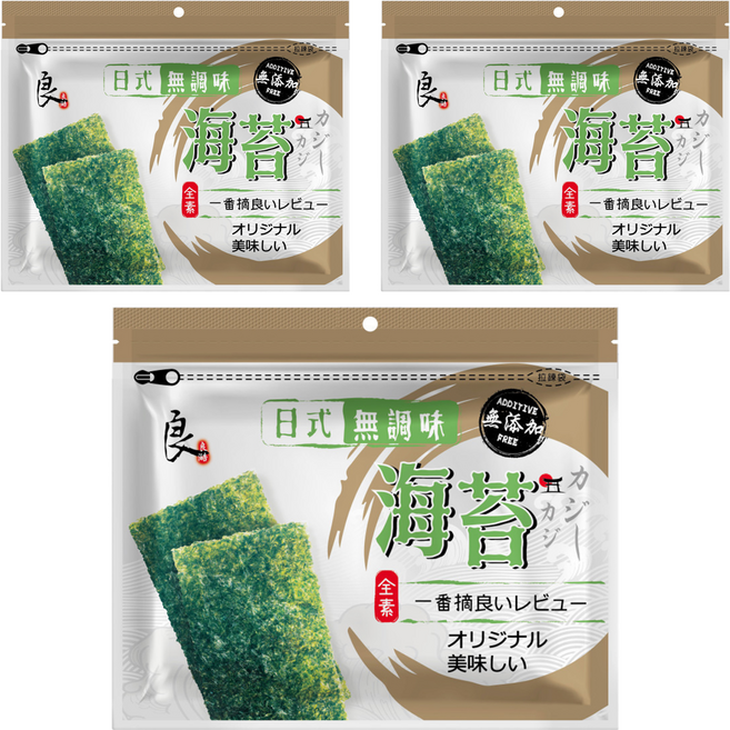 良澔 日式無調味海苔, 25g, 3包