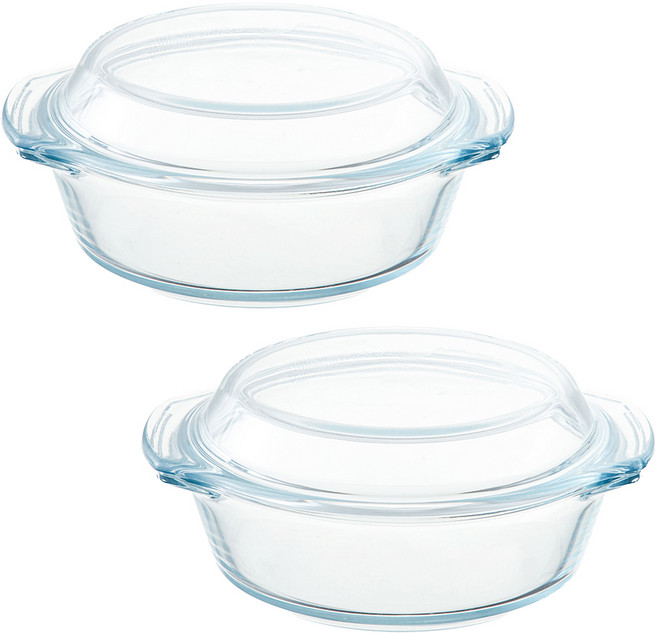 코멧 홈 전자레인지 오븐용 내열유리 멀티 냄비형 찜기 700ml, 투명, 2개