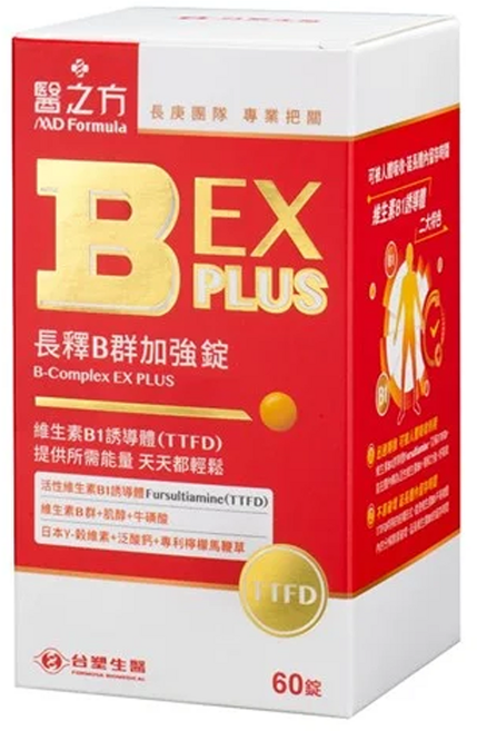 台塑生醫 MD Formula 醫之方 長釋B群EX PLUS加強錠, 60顆, 600mg, 1罐