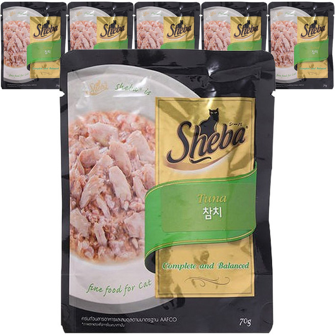 쉬바 고양이 주식 파우치, 참치, 70g, 6개