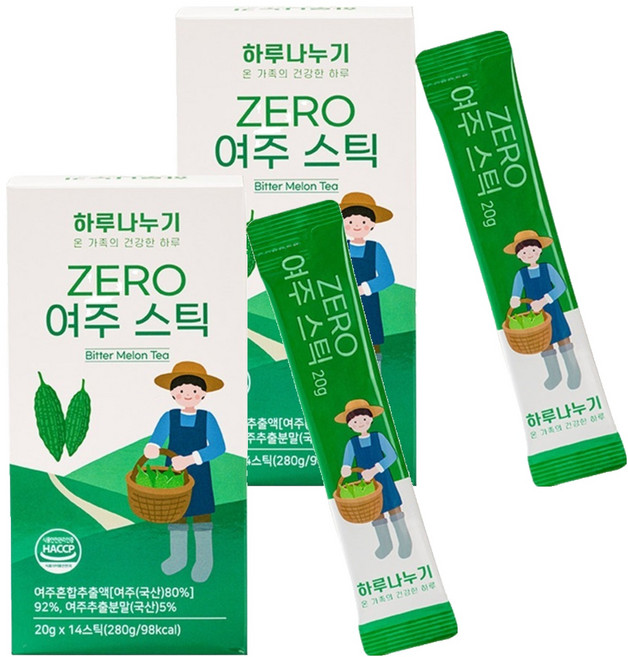 하루나누기 ZERO 액상 여주스틱 국산, 20g, 2개, 14개입