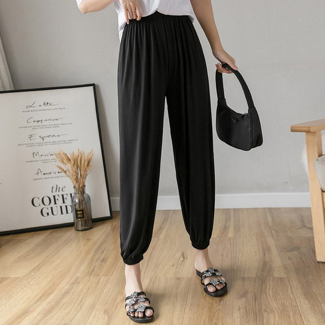 매드문 여성용 냉감 통기성 모달 밴딩 찰랑 조거 팬츠