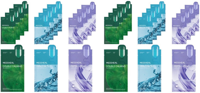 메디힐 더블 카밍 워터 5p + 히알루 모이스트 에센스 5p + 펩타 리프팅 앰플 5p 마스크팩 세트, 15개입, 2세트