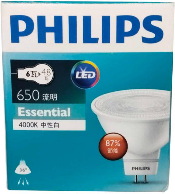 PHILIPS 飛利浦 LED全電壓杯燈 6W 4000K MR16, 4000K 中性白, 1個