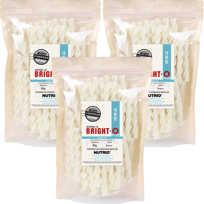 뉴트리오 강아지 브라이트오 덴탈껌, 대구살, 250g, 3개