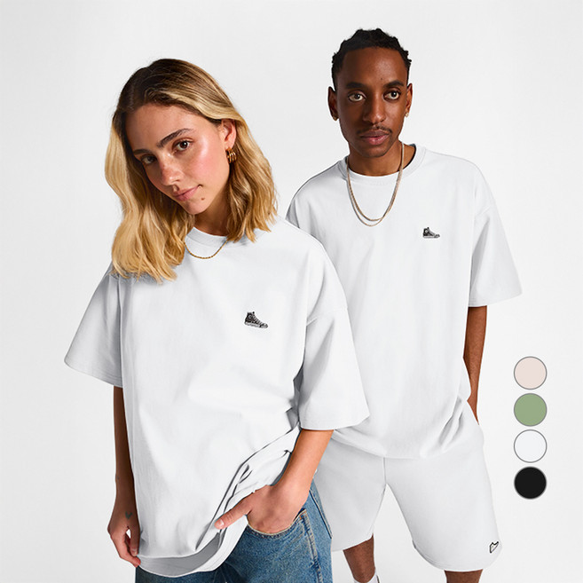 컨버스 남녀공용 루즈 스니커 패치 면 티셔츠 10027239