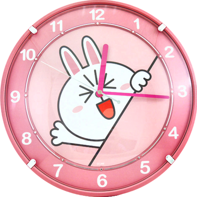 LINE FRIENDS 凸玻璃銀飾掛鐘 - 兔兔