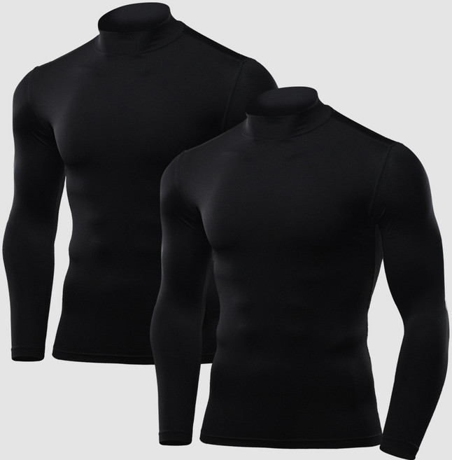 아르메데스 남성용 무지테크핏 반목 터틀 긴팔 축구 야구 등산 라이딩 트래킹 베이스레이어 언더레이어 상의 2p AR-53