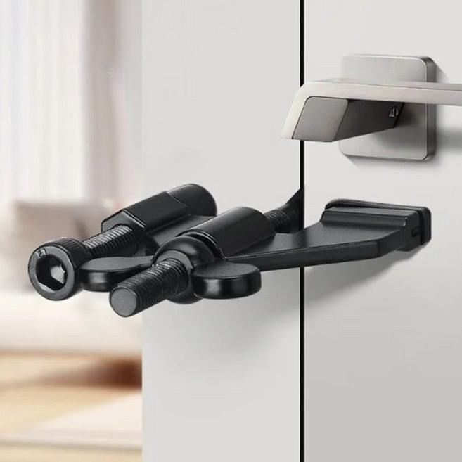 마켓플랜 솔리드 휴대 방범용 방문 도어락 잠금장치, 블랙, 1개