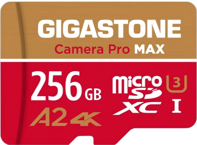 GIGASTONE 立達 Camera Pro MAX microSDXC UHS-I U3 A2 4K 錄影監控記憶卡, 256GB, 1個