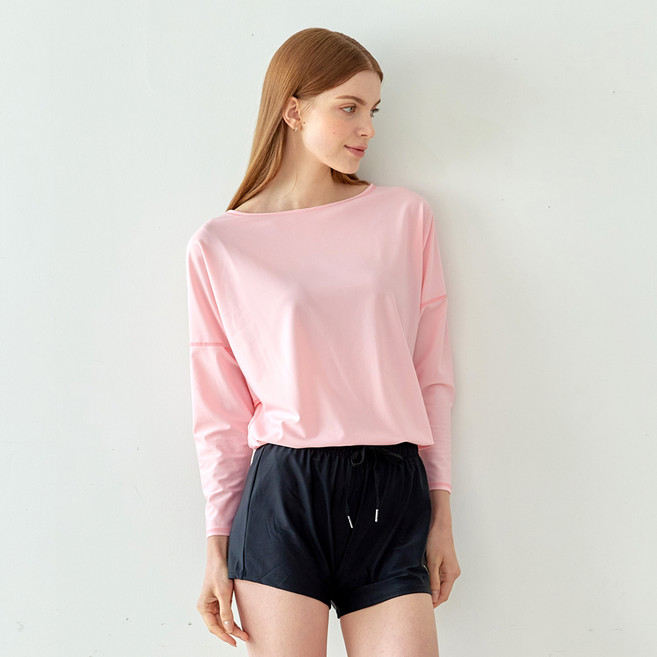 래시플 여성용 가오리핏 래쉬가드 세트, 핑크