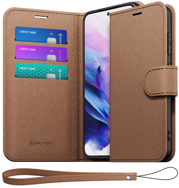 신지모루 마그네틱 사피아노 가죽 다이어리 지갑 케이스 + 핸드 스트랩 세트