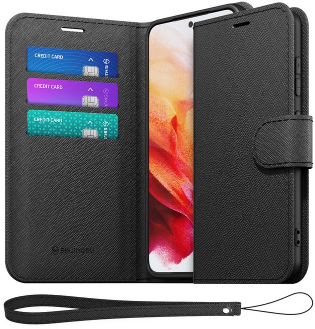 신지모루 마그네틱 사피아노 가죽 다이어리 지갑 케이스 + 핸드 스트랩 세트