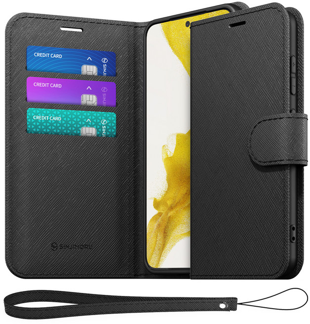 신지모루 마그네틱 사피아노 가죽 다이어리 지갑 케이스 + 핸드 스트랩 세트